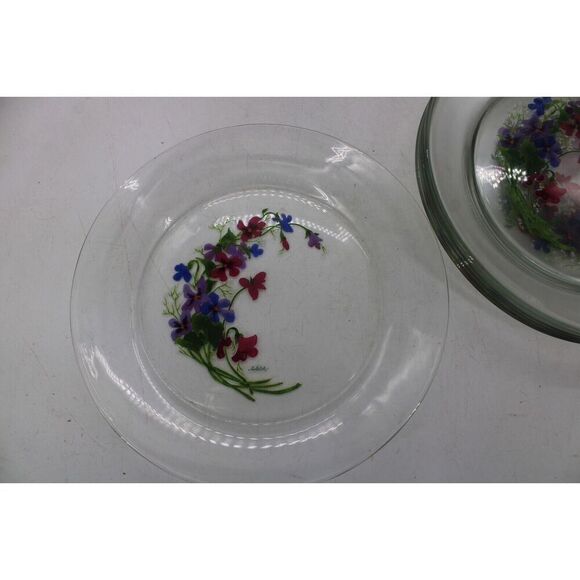 20 pc set of Avon Wild Violets Crystal Clear Glass W/ RARE MATCHING TRAY - Picture 5 of 13